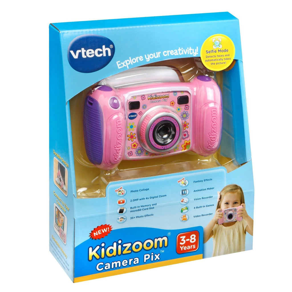 VTech pink camera packaging with age range printed on the front