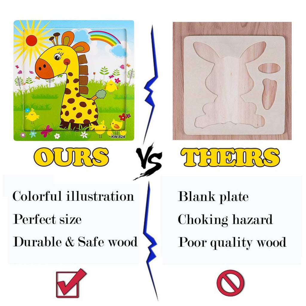 Wooden Animal Puzzles for Toddlers, 6-Puzzle Set, 20 Pieces Each - product photo