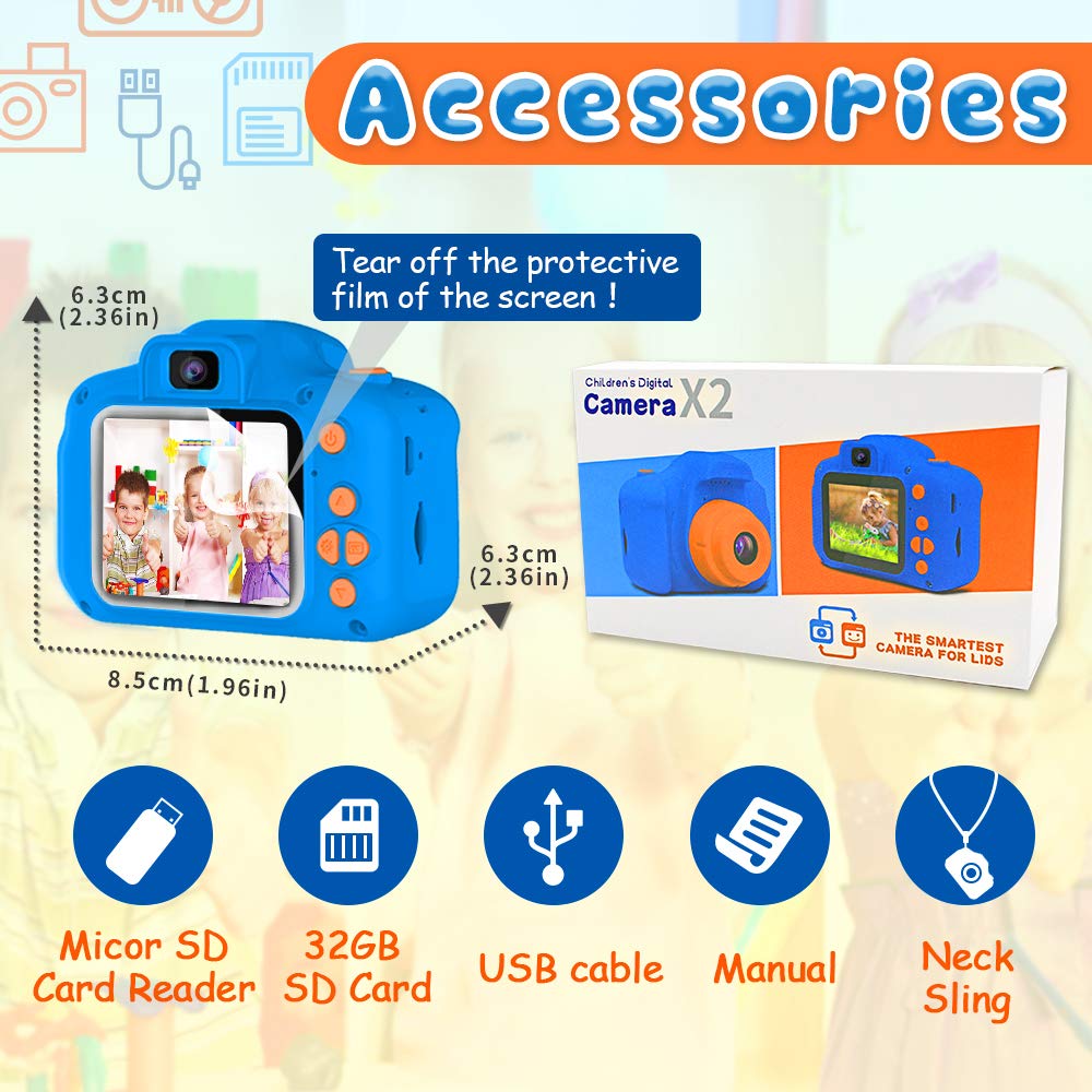 Kids Digital Selfie Camera with Dual Cameras & 32GB Card