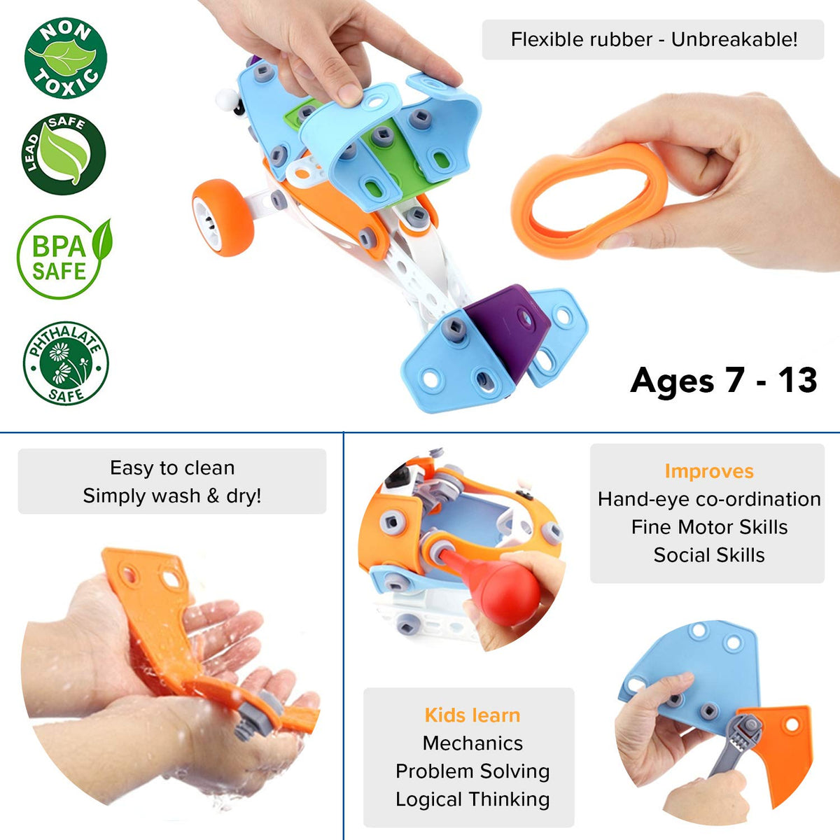 7-in-1 STEM Construction Building Set for Kids
