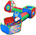 Kids Crawling Tent & Tunnel Play Set with Cube Ball Pit and Hoop