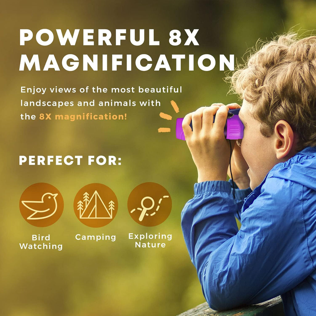 Kids 8×21 Outdoor Binoculars with Shock-Resistant Rubber Grip
