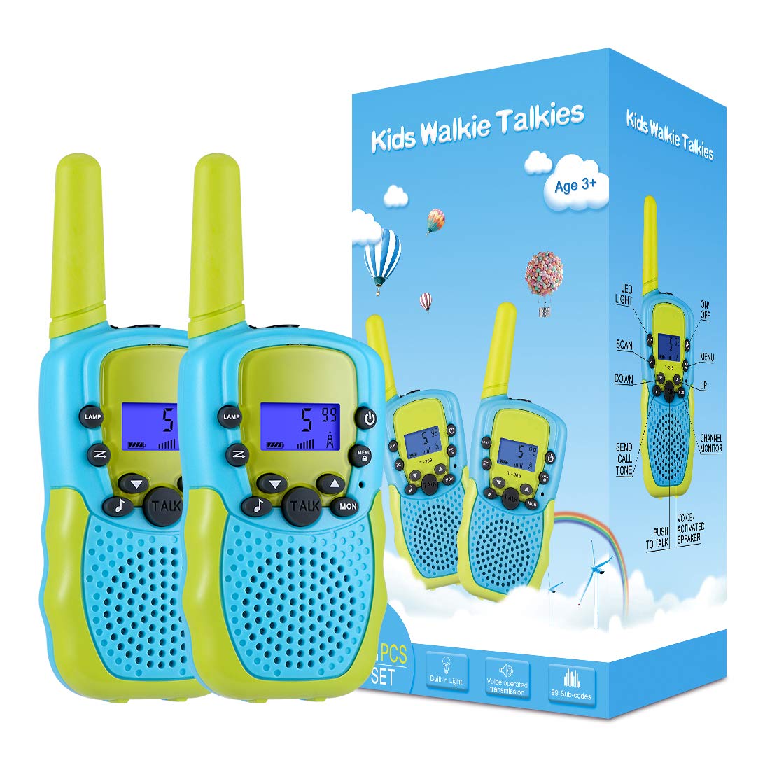 Kids Walkie Talkies for Camping, 22 Channels, 3-Mile Range