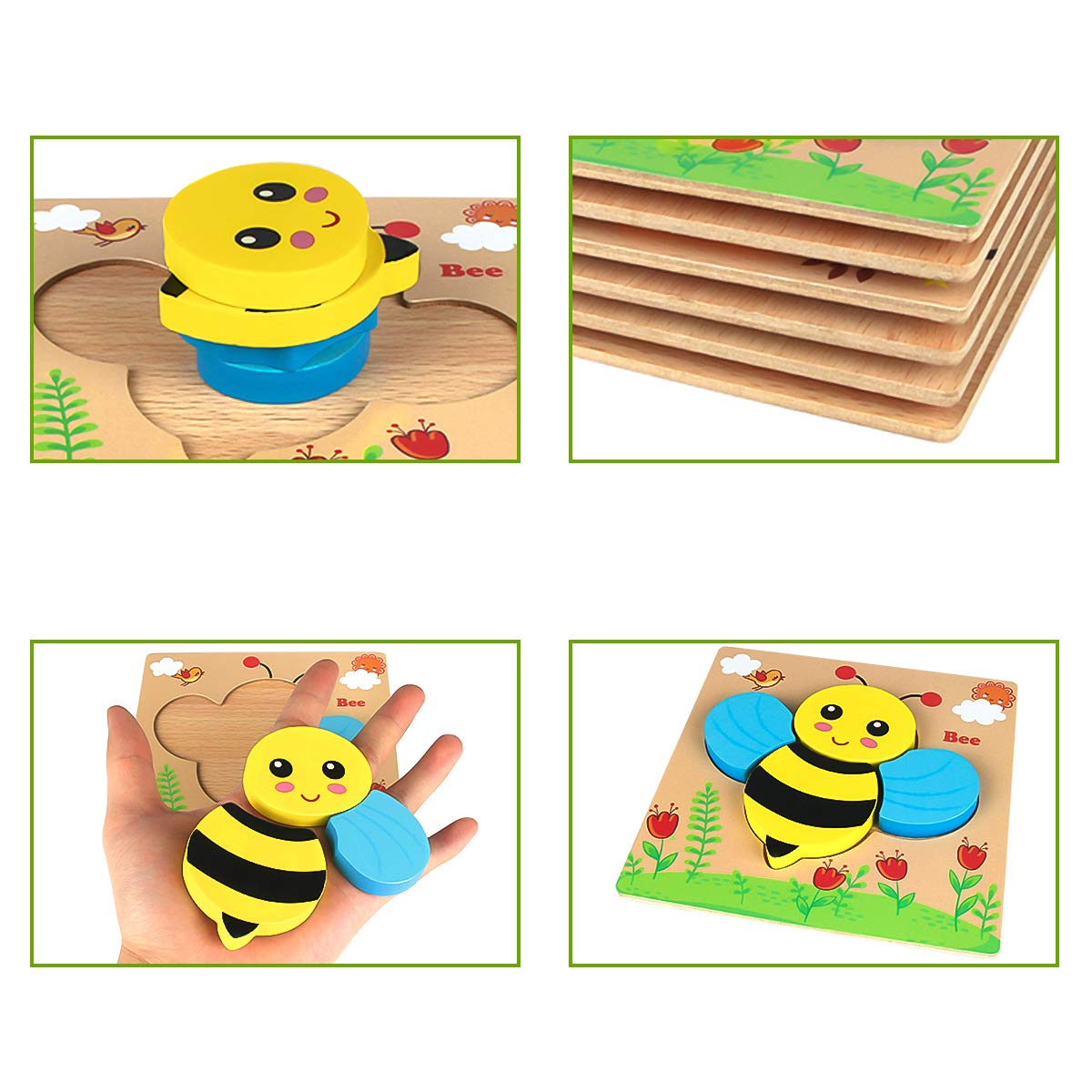 Toddlers Wooden Animal 6 Pack Puzzles