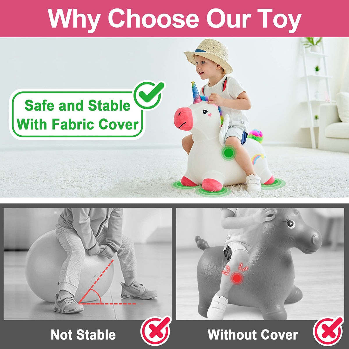 Inflatable Unicorn Hopper Ride-On Toy for Kids