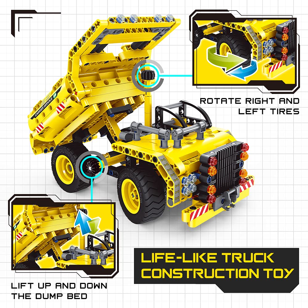 BAODLON 2-in-1 Truck & Airplane Building Kit, 361 Pieces
