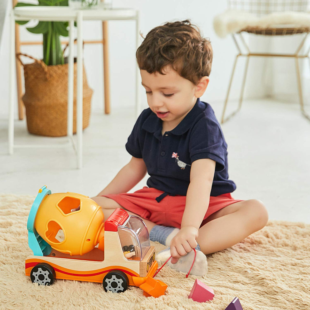 Wooden Mixer Truck Shape Sorter for Toddlers, Ages 18 Months–4 Years - product photo