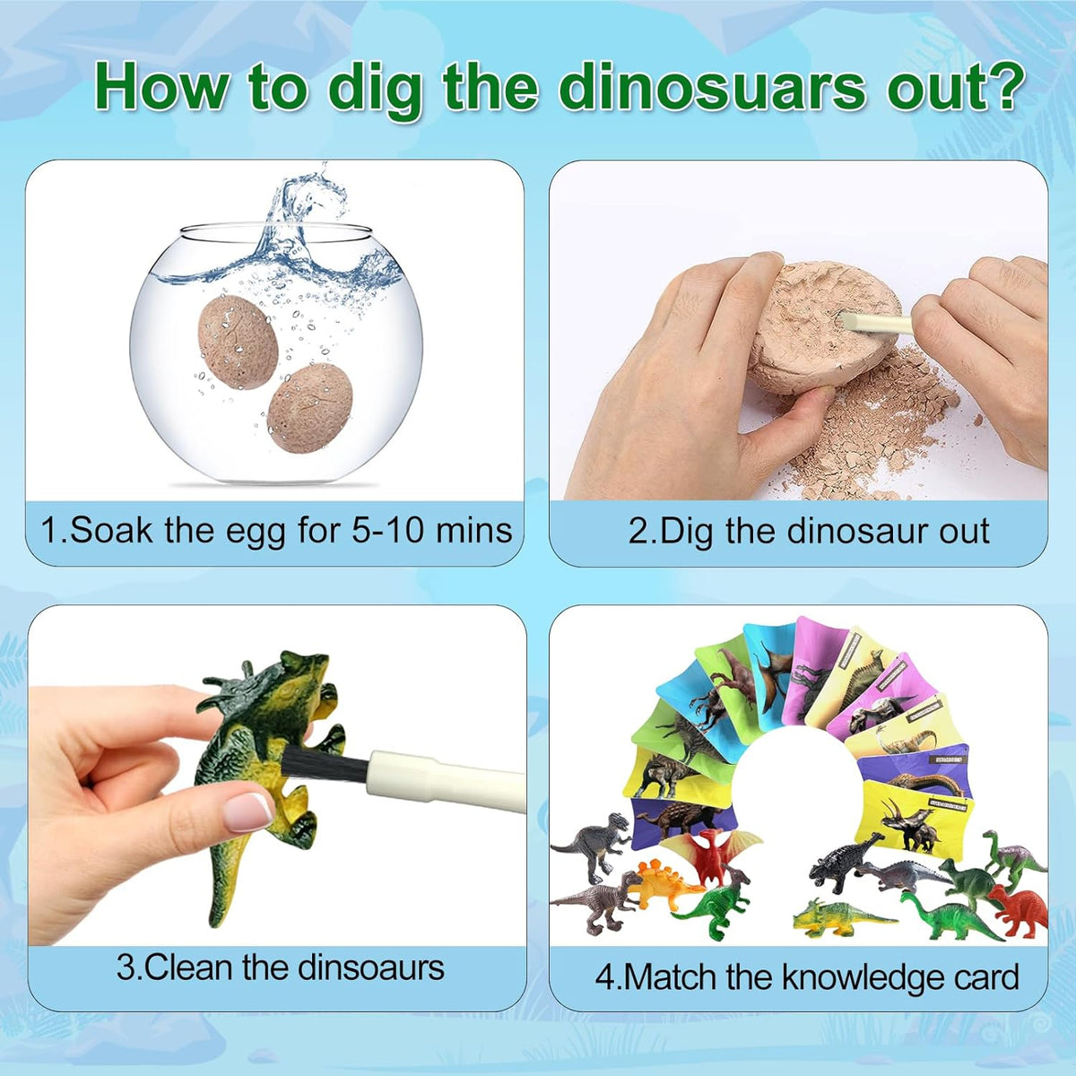 Dinosaur Egg Excavation Kit with 12 Dig Eggs & Mini Dinosaurs - product photo