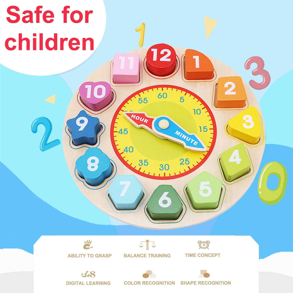 Wooden Shape-Sorting Learning Clock
