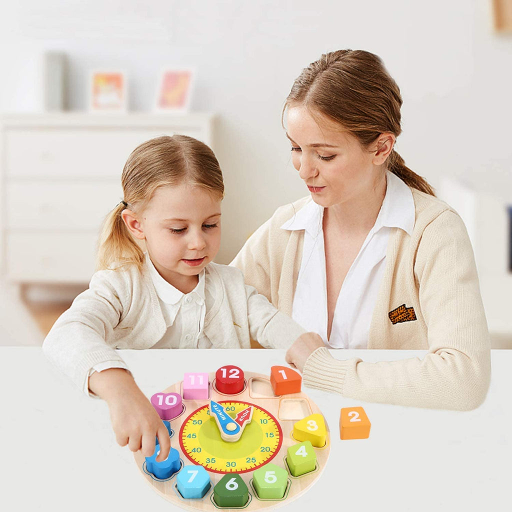 Wooden Shape-Sorting Learning Clock