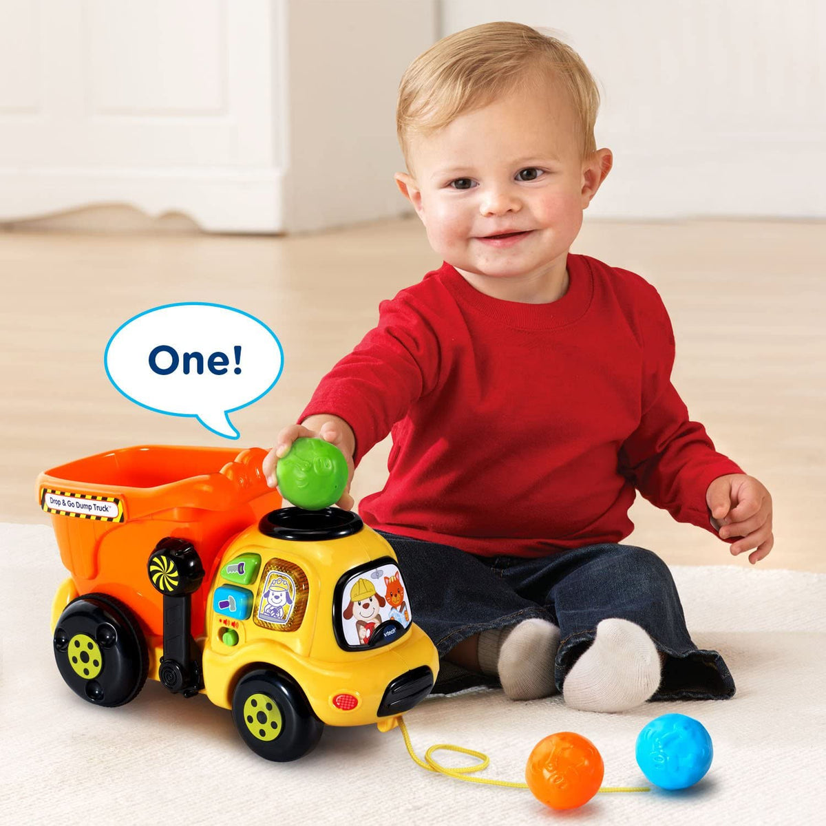 Toddler Pull-Along Dump Truck with 3 Counting Balls & Songs - product photo