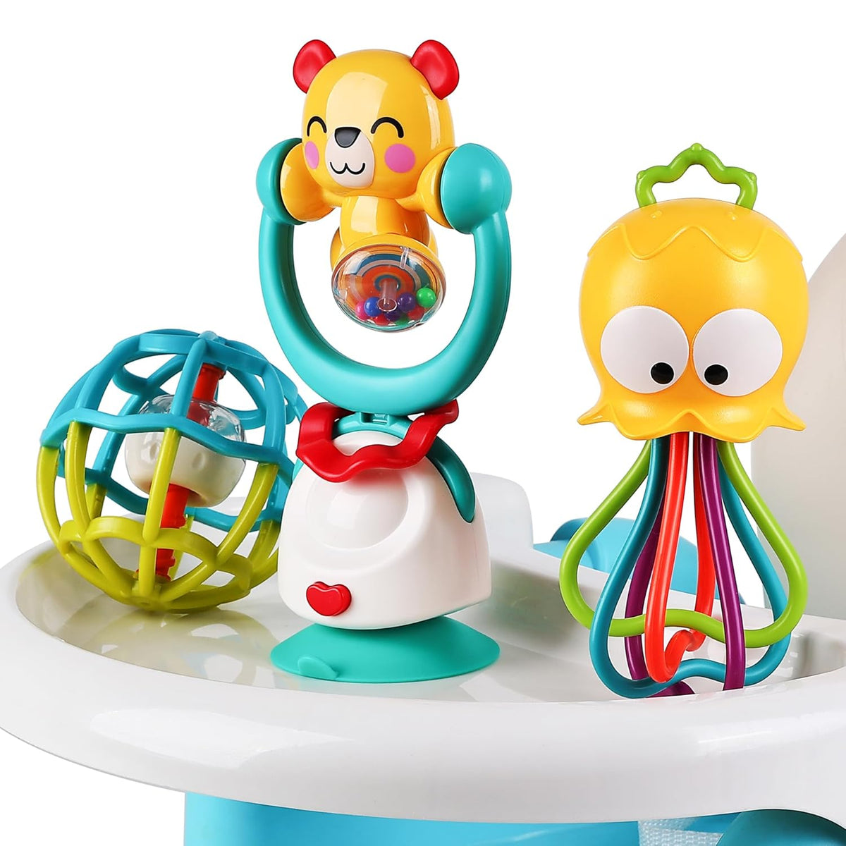 2-Piece Baby Suction Spinner Rattle Toy Set for High Chair & Tray - product photo