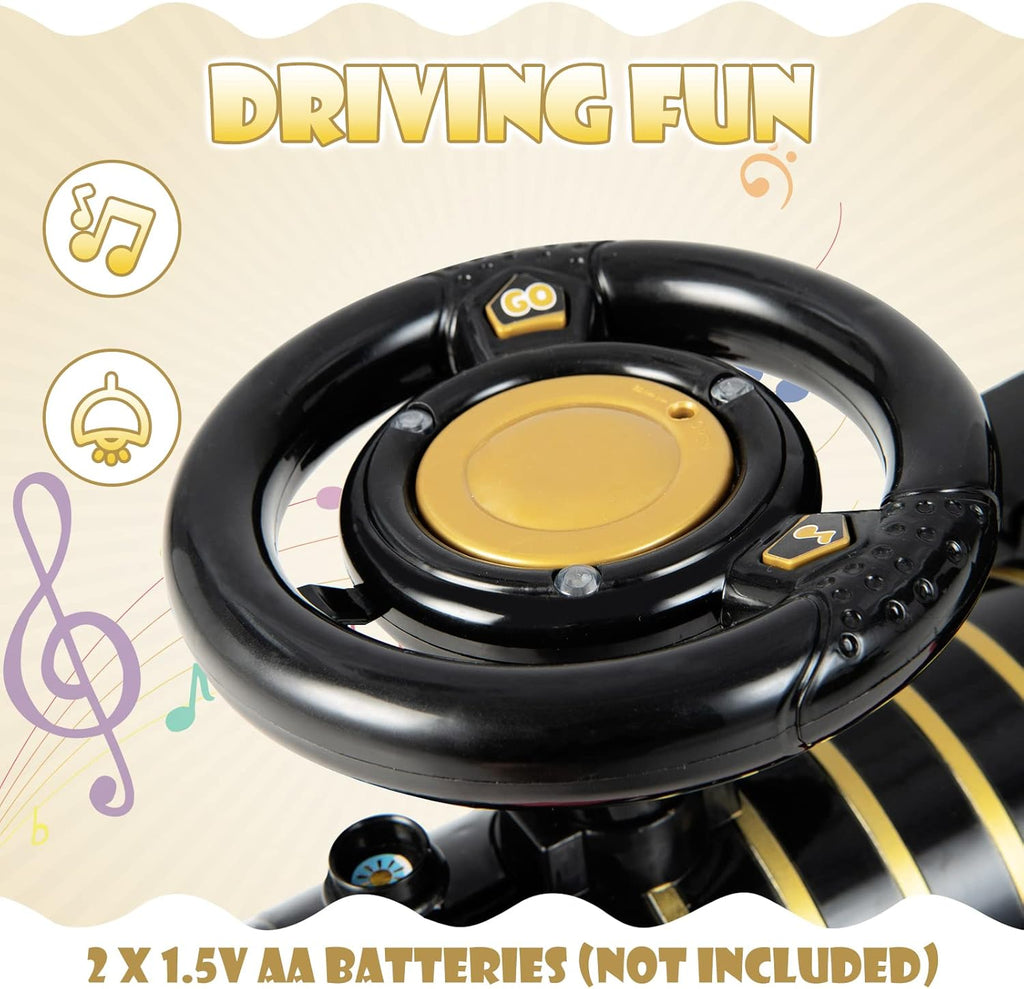 Kids Battery-Powered Ride-On Steam Train with Lights & Sounds