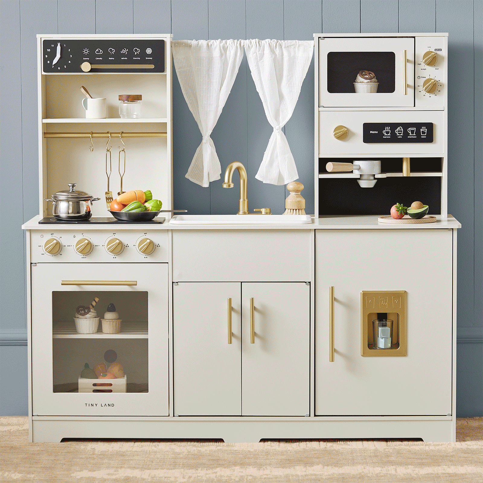 Tiny Land Play Kitchen with Running Water - Iconic Aqua Kitchen in Cream — product image 2 of 12