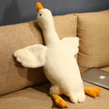 Side view of the giant goose plush pillow