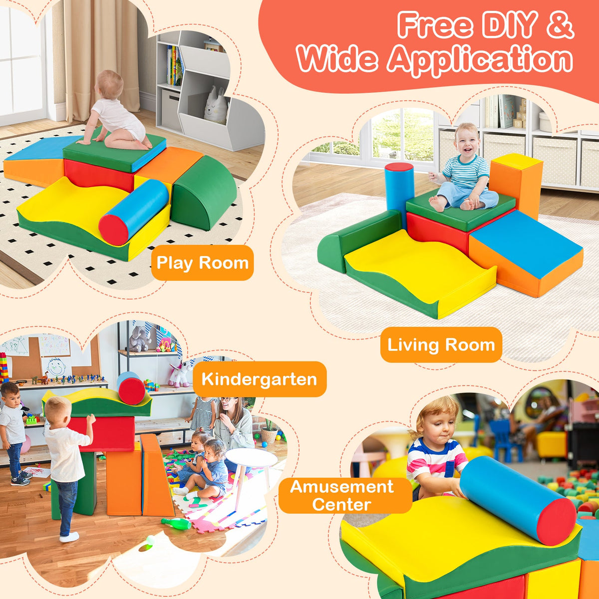 Rainbow Tumble Foam Climbing Set — 7 Pieces