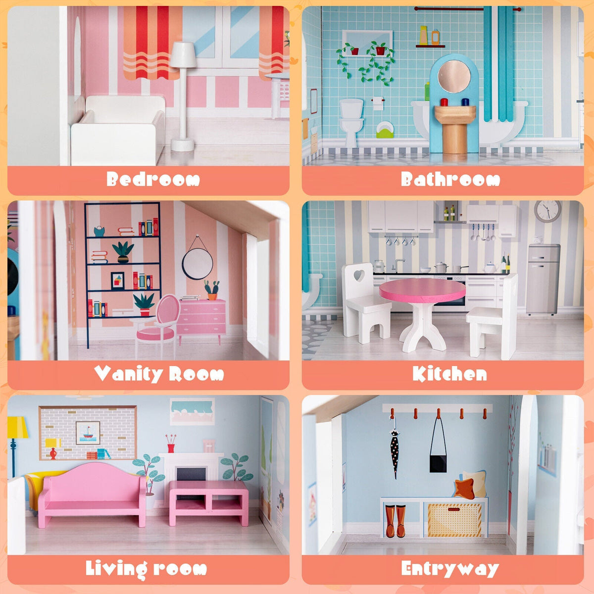 Storybook Three-Story Dollhouse