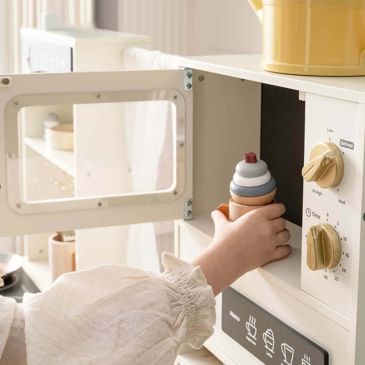 Tiny Land Play Kitchen with Running Water - Iconic Aqua Kitchen in Cream — product image 9 of 12