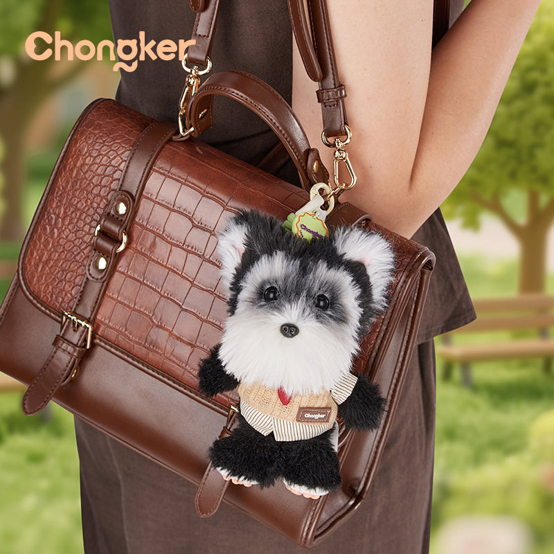 Gray Schnauzer Dog Charm – Plush Dog Bag Charm by Chongker, image 8 of 10
