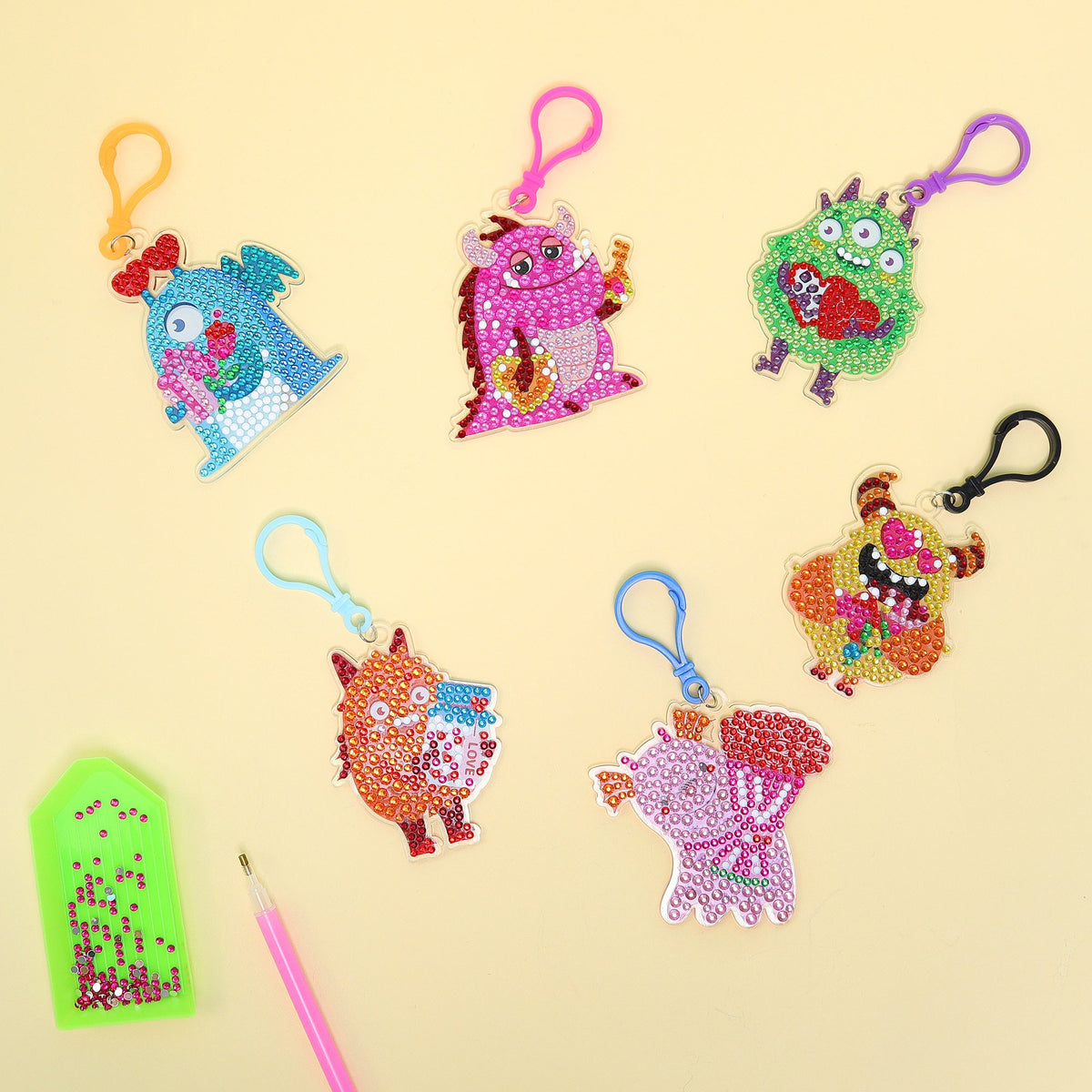 Adorable Keychains Diamond Art Kit – Monsters (Set of 15) by Kitsville, image 7 of 7