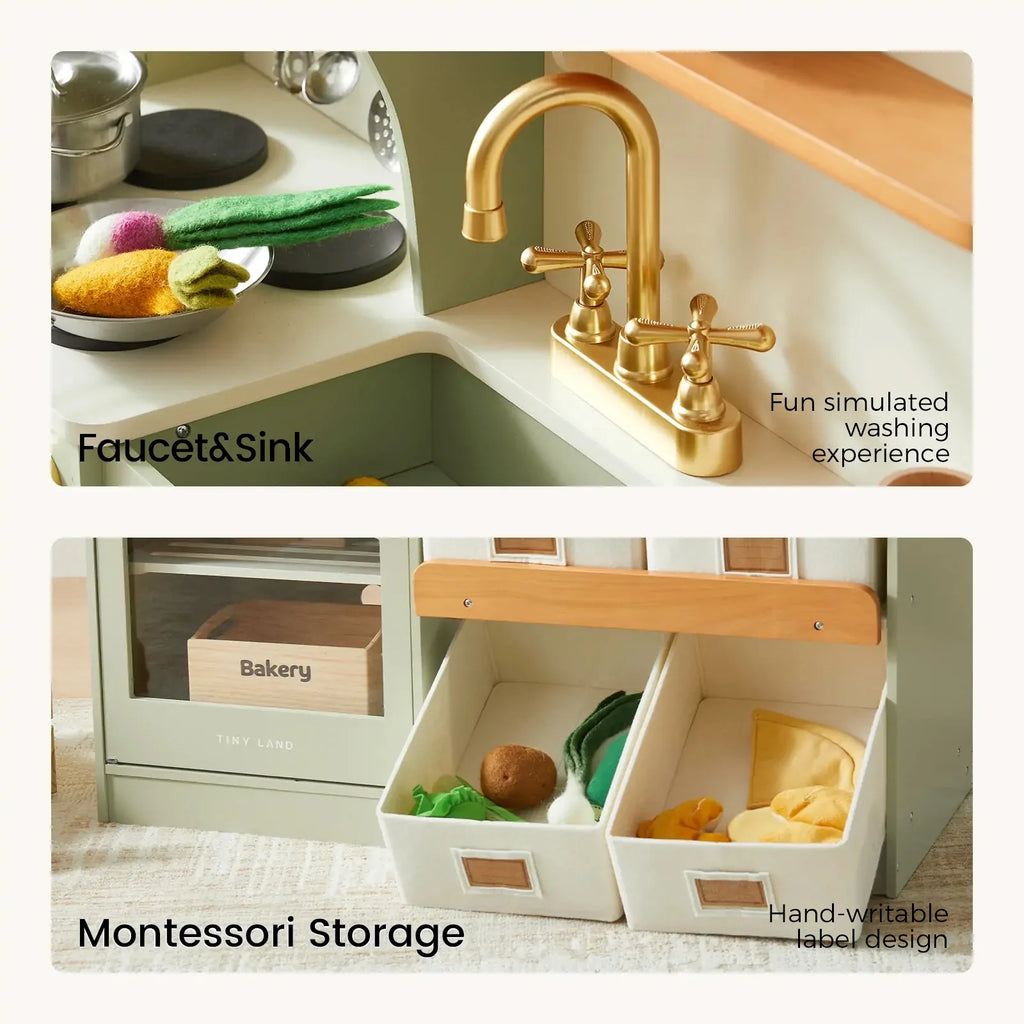 Tiny Land Wooden Play Kitchen with Storage for Creative Toddlers — product image 12 of 33