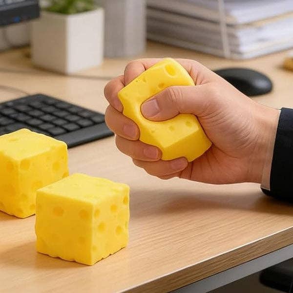 Cheese Block TPR Squishy Sensory Toy, 2.4-Inch, Ages 3+