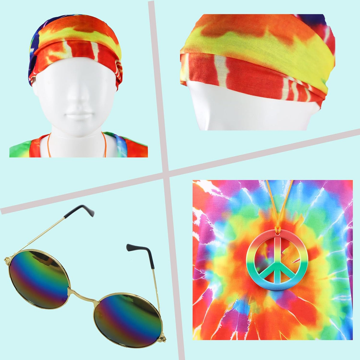70s Hippie Costume Set (4pc, Ages 4–12) — product photo 4 of 6