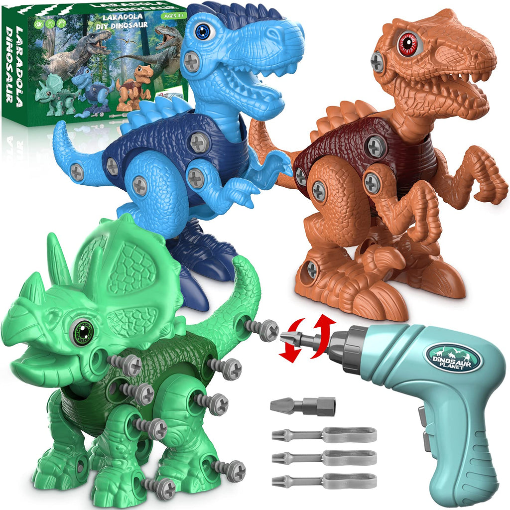 Build-and-Take-Apart Dinosaur STEM Kit with Electric Drill, 3 Dinosaurs