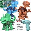 Build-and-Take-Apart Dinosaur STEM Kit with Electric Drill, 3 Dinosaurs