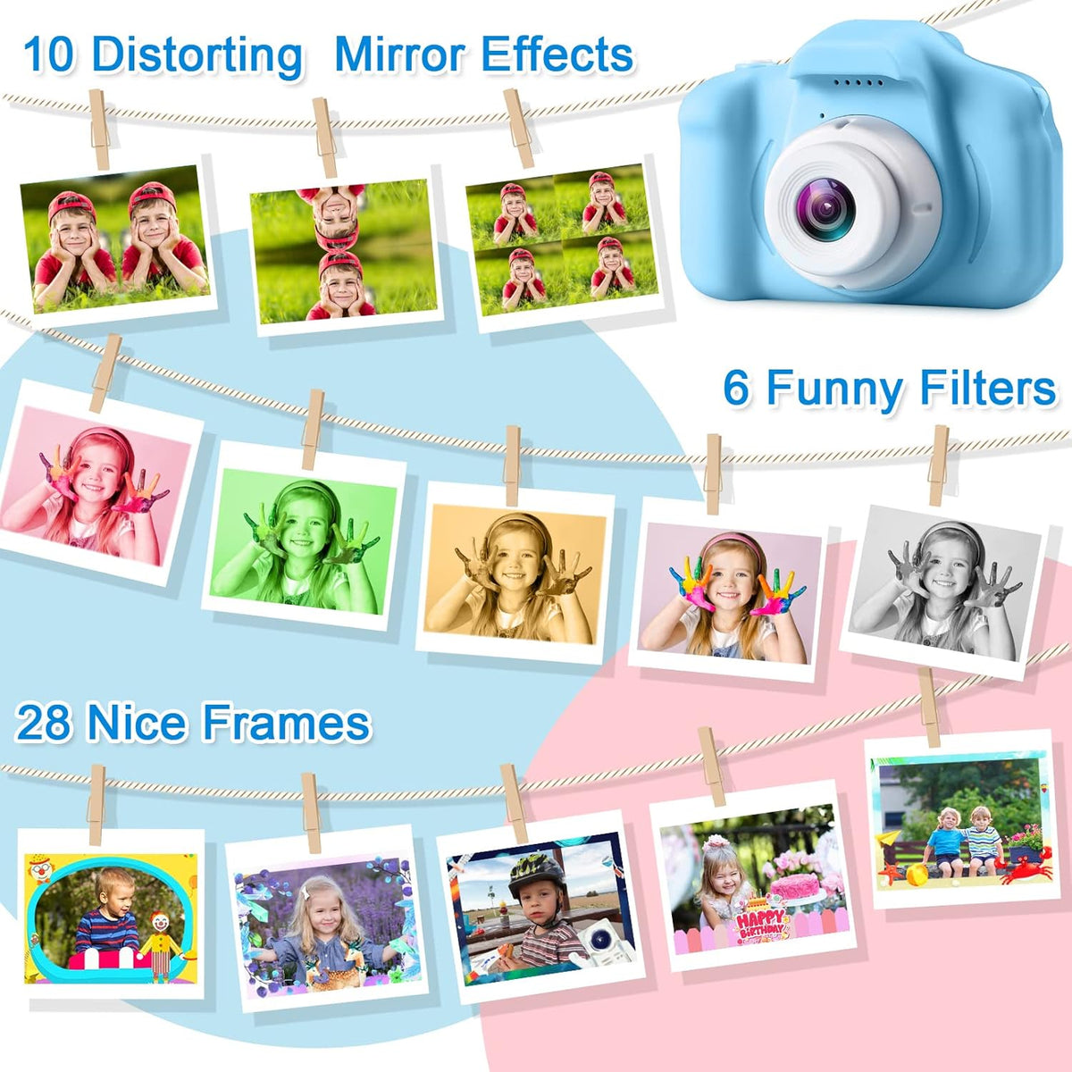 Kids Digital Camera with 5MP Photos, Video, 32GB Card & Zoom