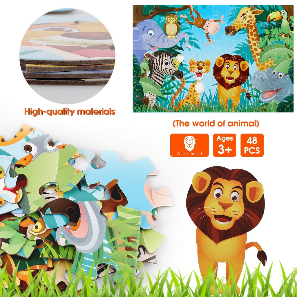 Animal Kingdom Floor Jigsaw Puzzle, 48 Large Pieces