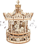 3D Wooden Merry-Go-Round Puzzle Kit, 336 Pieces - product photo