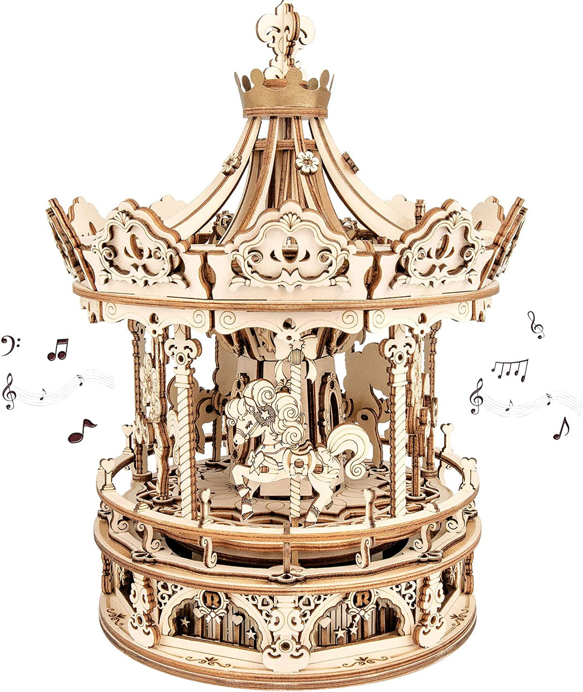 3D Wooden Merry-Go-Round Puzzle Kit, 336 Pieces