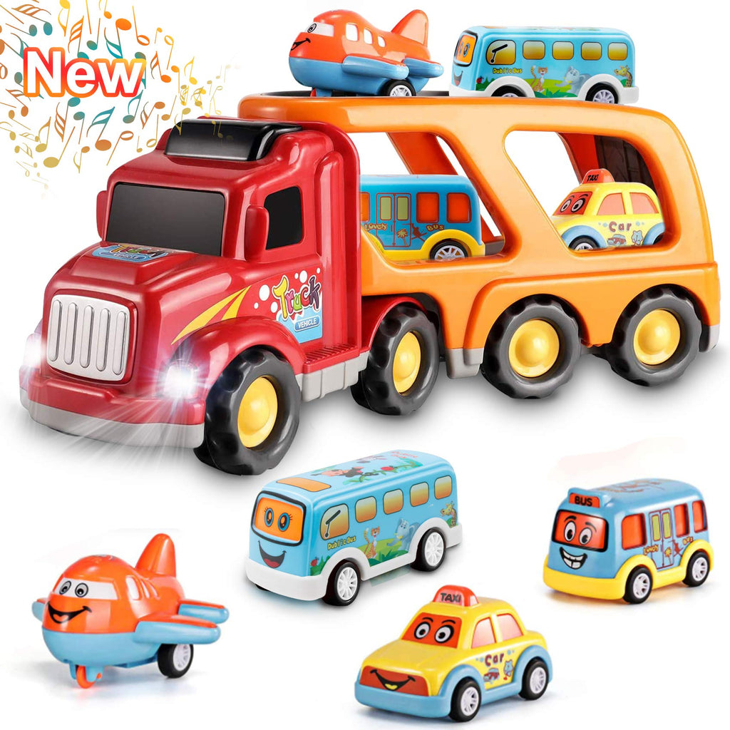 5-in-1 Toy Transport Carrier Truck Set with Lights & Siren