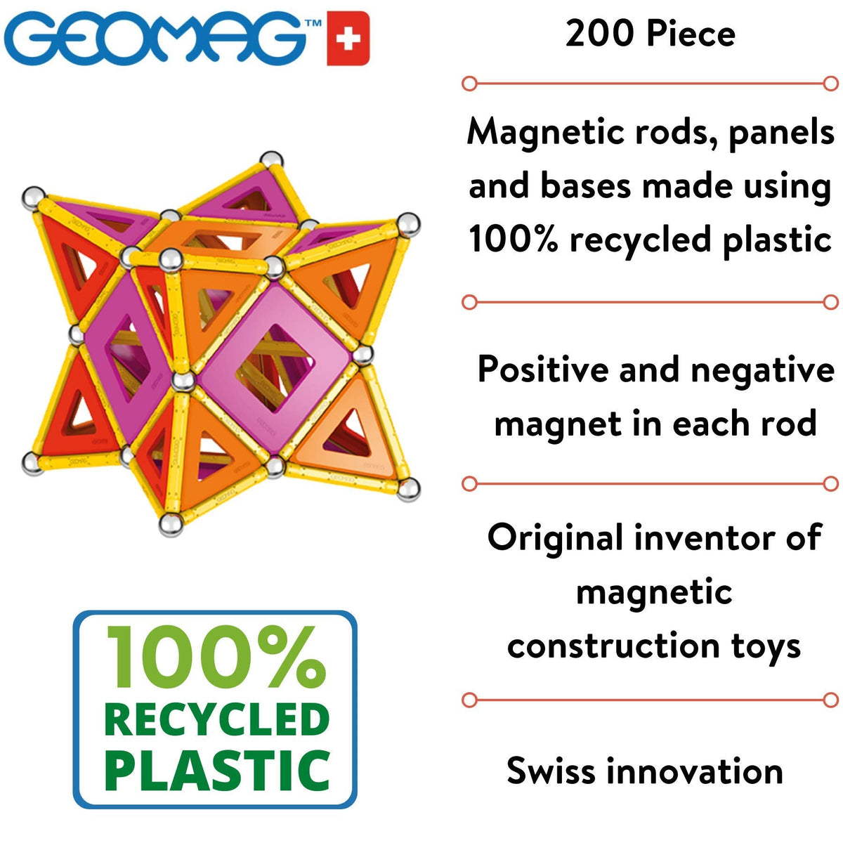 Geomag Classic Panels 200-Piece Magnetic Building Set - product photo