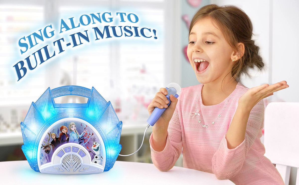 Kids Karaoke Boombox with Microphone, Built-In Music & Light Show