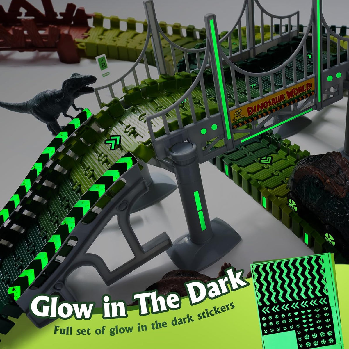 170+ Piece Dinosaur Race Track Set with 2 Battery-Powered Cars