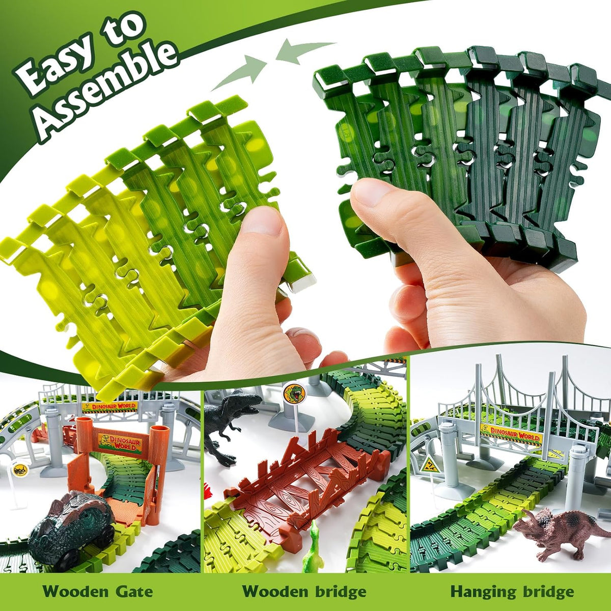 170+ Piece Dinosaur Race Track Set with 2 Battery-Powered Cars