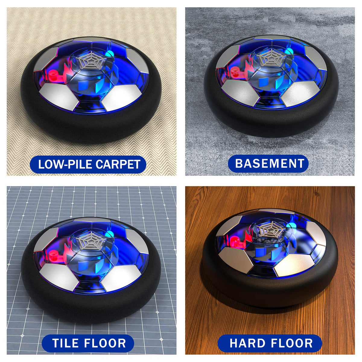 Rechargeable LED Hover Soccer Ball with Air-Cushion Bumper