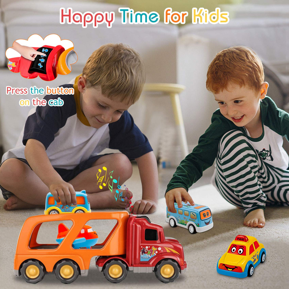 5-in-1 Toy Transport Carrier Truck Set with Lights & Siren
