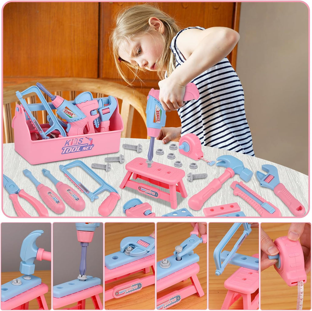 Constructive Kids STEM Building Tool Set Pink Edition