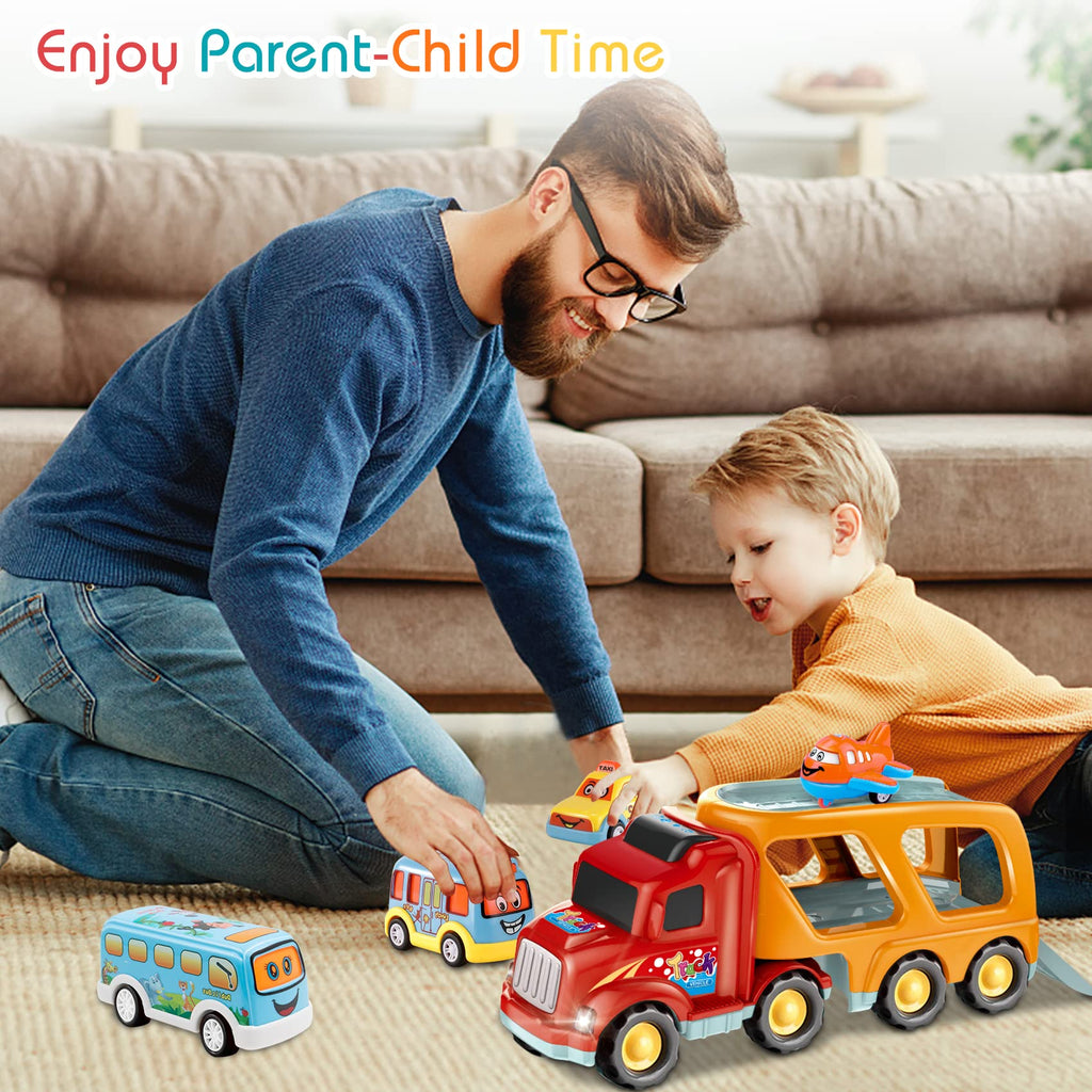 5-in-1 Toy Transport Carrier Truck Set with Lights & Siren