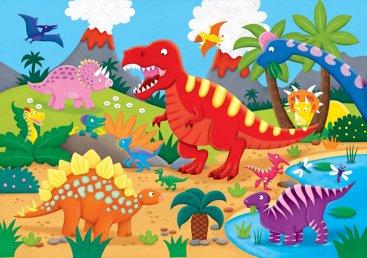 Let the Dinos Loose 48-Piece Dinosaur Floor Puzzle, 36 × 24 Inches