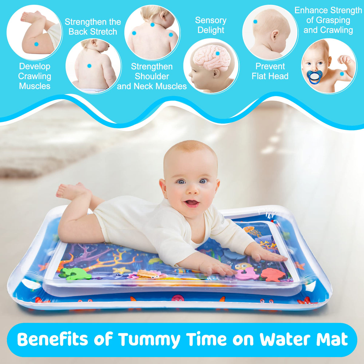 MyPool Inflatable Tummy Time Water Mat for Babies