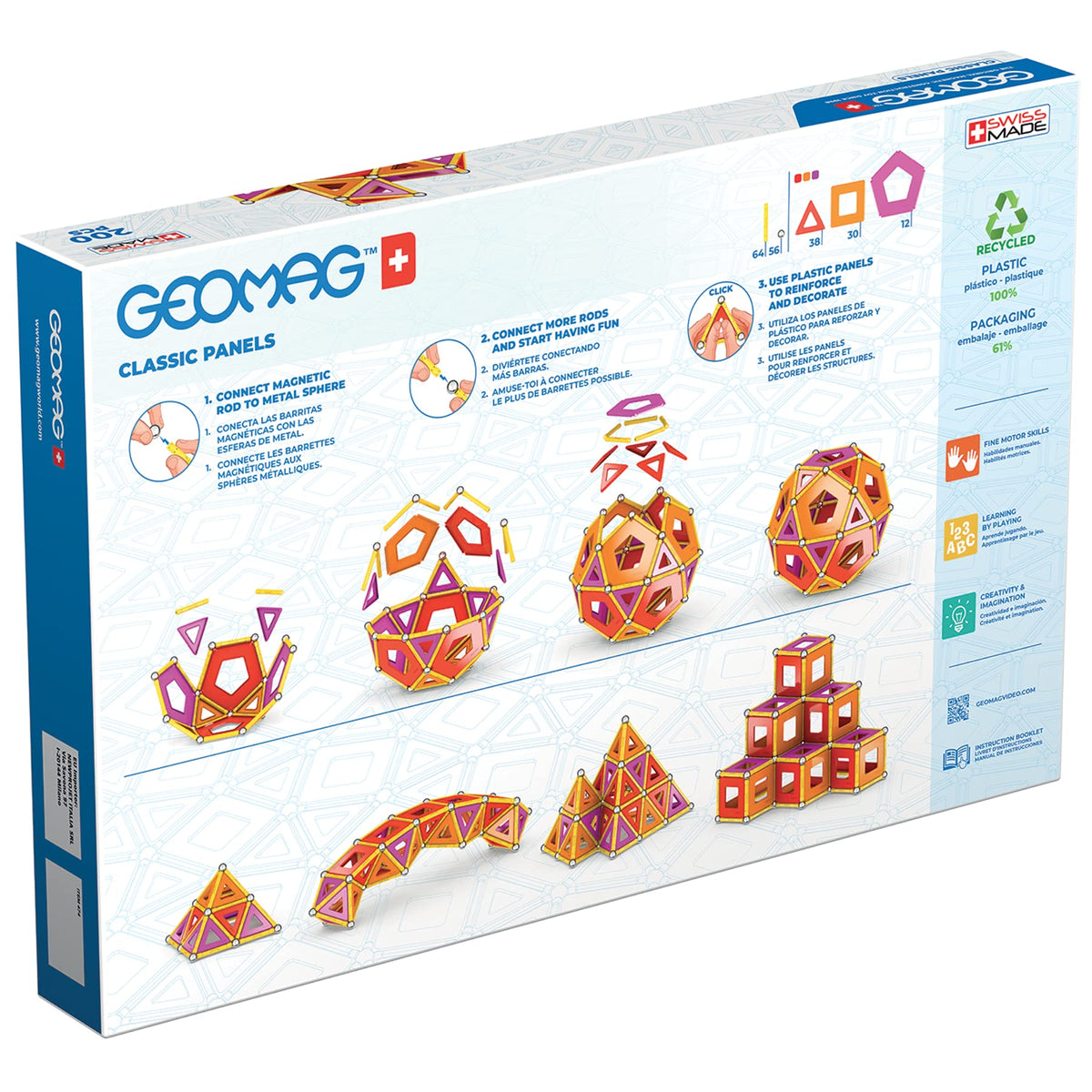 Geomag Classic Panels 200-Piece Magnetic Building Set - product photo