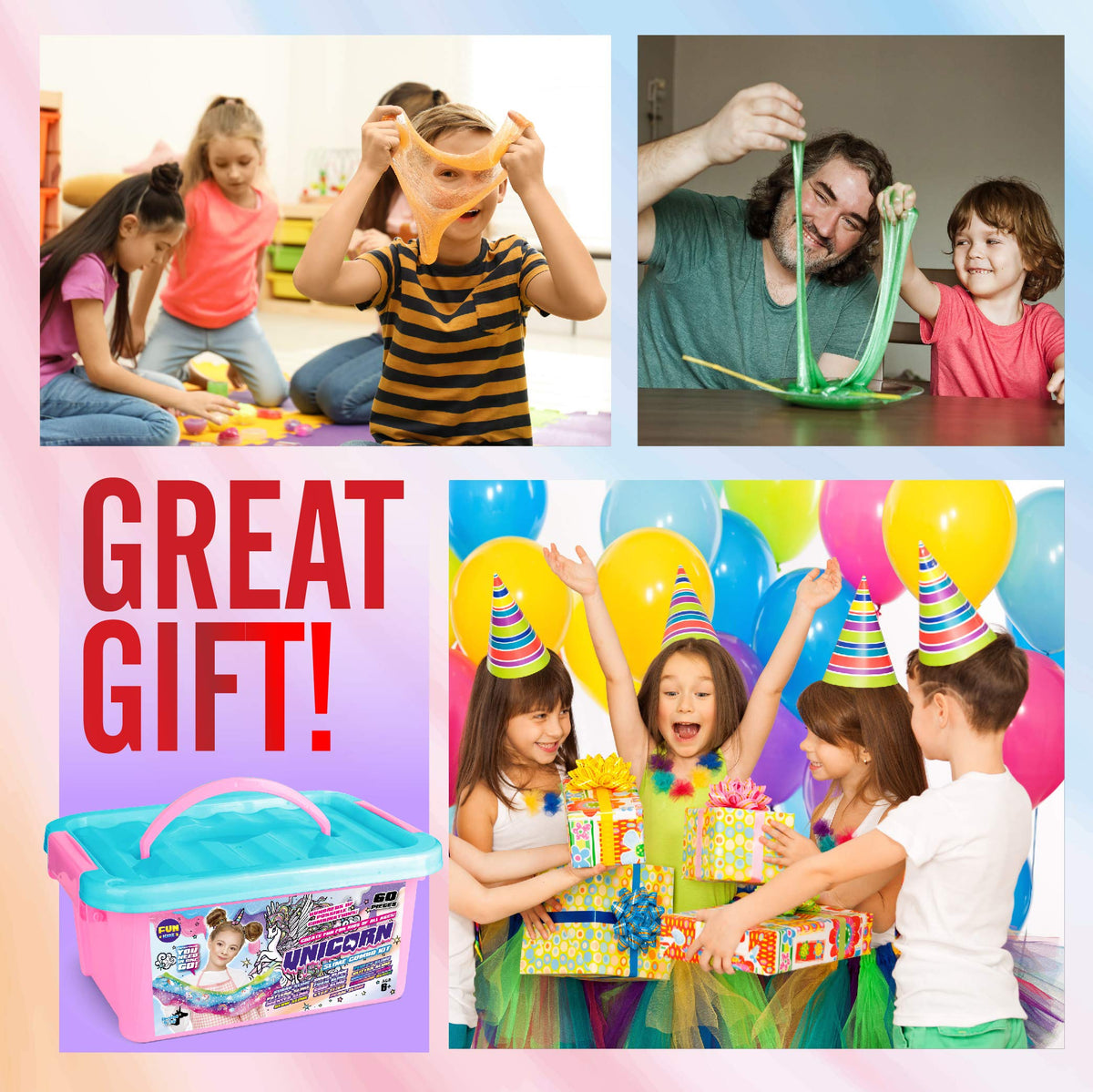 Unicorn Slime Making Kit with Charms, Colors & 100+ Mixes