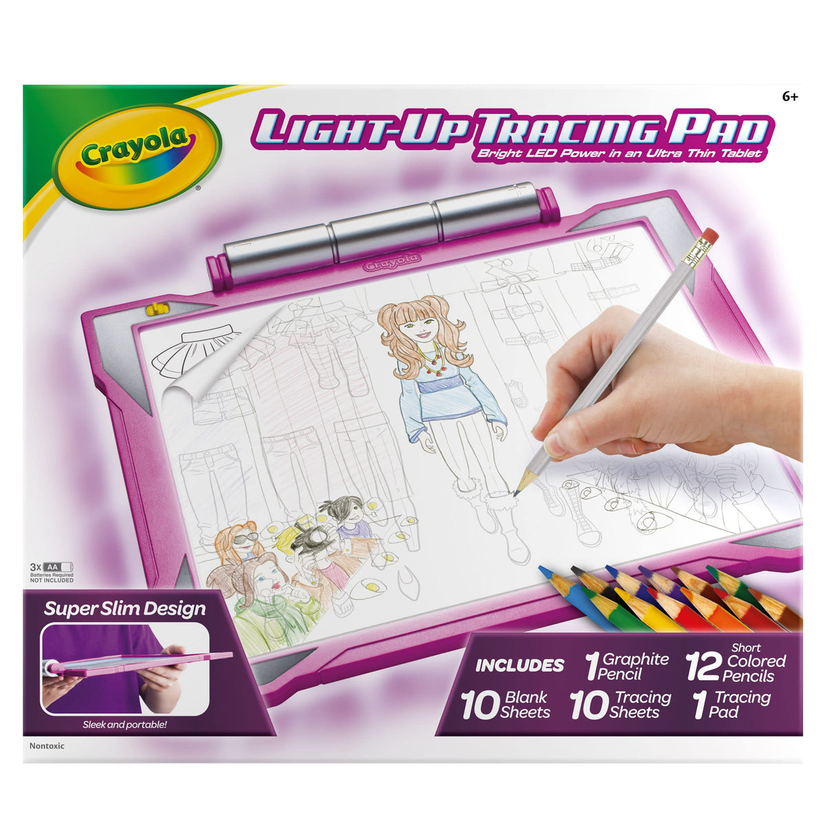 Crayola Light-Up Tracing Pad, Pink Drawing Kit - product photo