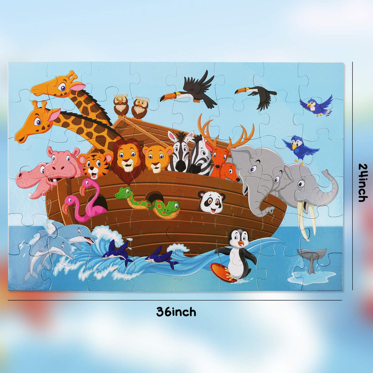 48-Piece Animal Cruise Floor Puzzle, 3 × 2 Feet