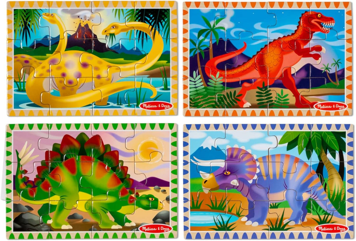 4-Puzzle Wooden Jigsaw Set for Toddlers with Colorful Animal Scenes