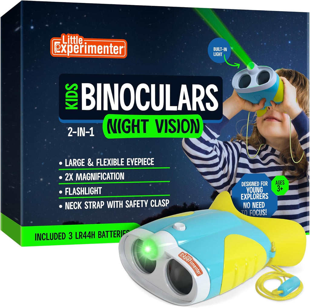 Kids Toy Binoculars with 2x Magnification & Flashlight